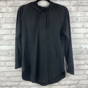 SSOULM Small Loose Fit Round Hem Hooded Sweatshirt Black Kangaroo Pocket NWOT